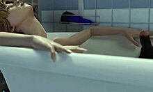 Jong meisje verkent vreemde genoegens in het bad met een dildo