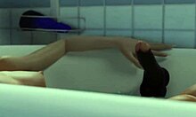 נערה צעירה חוקרת תענוגות מוזרים באמבטיה עם דילדו