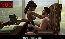 De getrouwde vrouwen hebben een hete ontmoeting met haar buurman in Sims 4