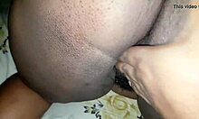 Ebony babe with pink pussy gets double penetrated in the ass